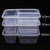 500/750/1000ml Three-Grid Rectangular Lunch Box Disposable Takeaway Packing Box Black Transparent Fast Food Box