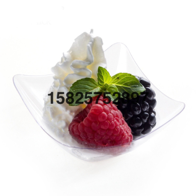 Disposable Dessert Cup Dessert Cup Cake Cup Ice Cream Cup Transparent Plastic Square PS Hard Plastic Cup with Lid