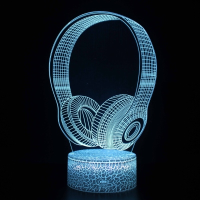 3D Small Night Lamp Stereo Small Night Lamp USB Cable Touch Crack Base Small Night Lamp