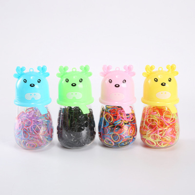  Child Bear Bottles Disposable Rubber Band Color Tie Hair Small Rubber Band Does Not Hurt Hair High 