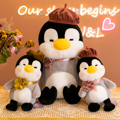 Cute Painter Penguin Doll Children Doll Plush Toy Prize Claw Doll Activity Gift Graphic Customization Wholesale