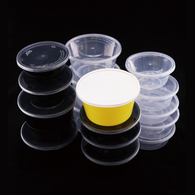 200/300/500ml Disposable to-Go Box Lunch Box Small Dish Fruit Salad Bowl Soup Bowl Transparent Black Lunch Box