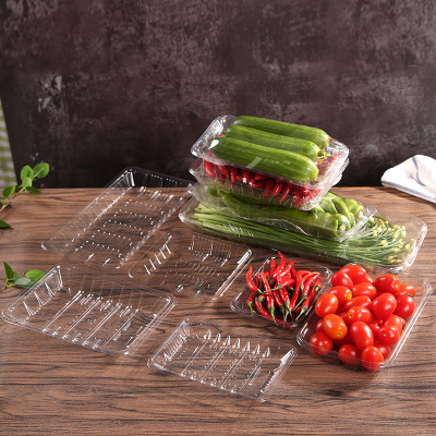 100 Disposable Pet Plastic Tray Supermarket Fruit and Vegetable Packaging Box Transparent Lunch Box Fresh Food Packaging 2013