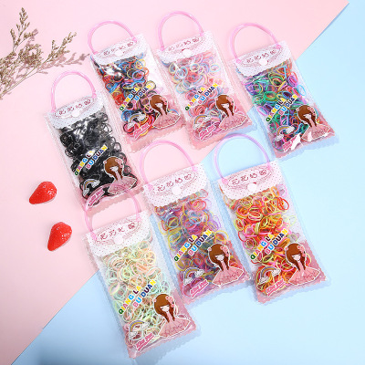 Korean Style New Black Children's Hair Band Little Girl Rainbow Hair Elastic Band Thick Color Disposable Rubber Band