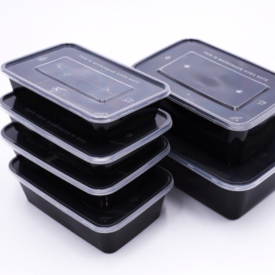 500/650/700/1000ml Rectangular Black Disposable Lunch Box Takeaway Packing Box Fast Food Lunch Box