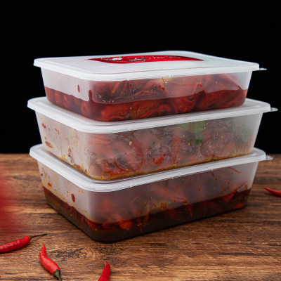 3000ml Rectangular Disposable to-Go Box Takeaway Crayfish Oversized Capacity Lunch Box Hot Pot Boiled Fish with Pickled Cabbage and Chili Basin