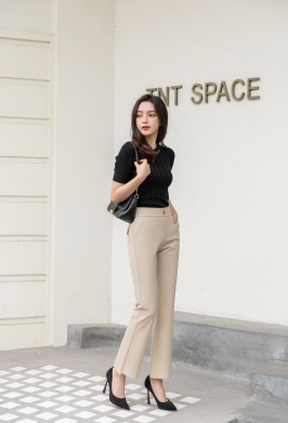 2103# Yassel Cotton Fabric Skin-Friendly Breathable Micro-Elastic No Pilling No Fading Cropped Boot-Cut Pants