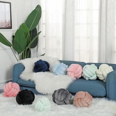Nordic Instagram Style Three-Strand Rope round Knotted Ball Pillow Hand-Woven Cushion Knot Window Cushion Home Customer-Made
