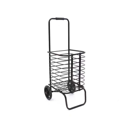 All Black Alloy Shopping Cart Elderly Hand Push Shopping Cart Luggage Trolley