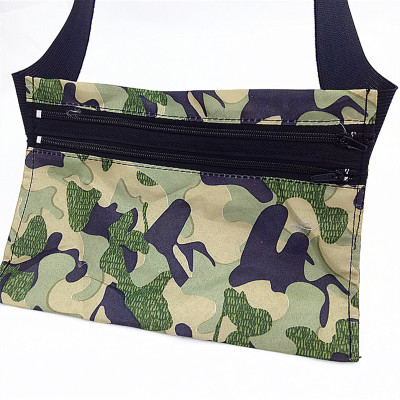 Factory Direct Sales Double Zipper Two Yuan Waist Bag Camouflage Solid Color Waist Bag Sports Men Wallet Phone Bag