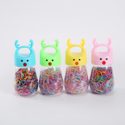 Korean Style New Children's Thick Rubber Band Deer Bottled Color Disposable Rubber Band High Elasticity Hairband for Tying up Hair
