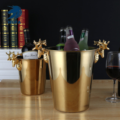 Creative Antlers Stainless Steel Ice Bucket Bar KTV Ice Bucket Ice Bucket Champagne Bucket Beer Red Wine Barrel Commercial Household