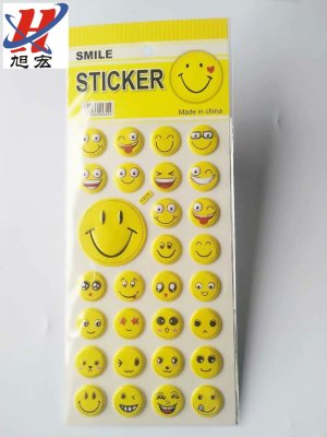 Smiley Face Bubble Sticker Novelty Gold Foil Stickers Expression Smiley Face Self-Adhesive Reward Kindergarten  Y-Z