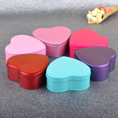 Creative Wedding Favors Tinplate Wedding Candies Box Large Heart-Shaped Iron Box Candy Color Can Hold Cigarette Iron Box Factory in Stock