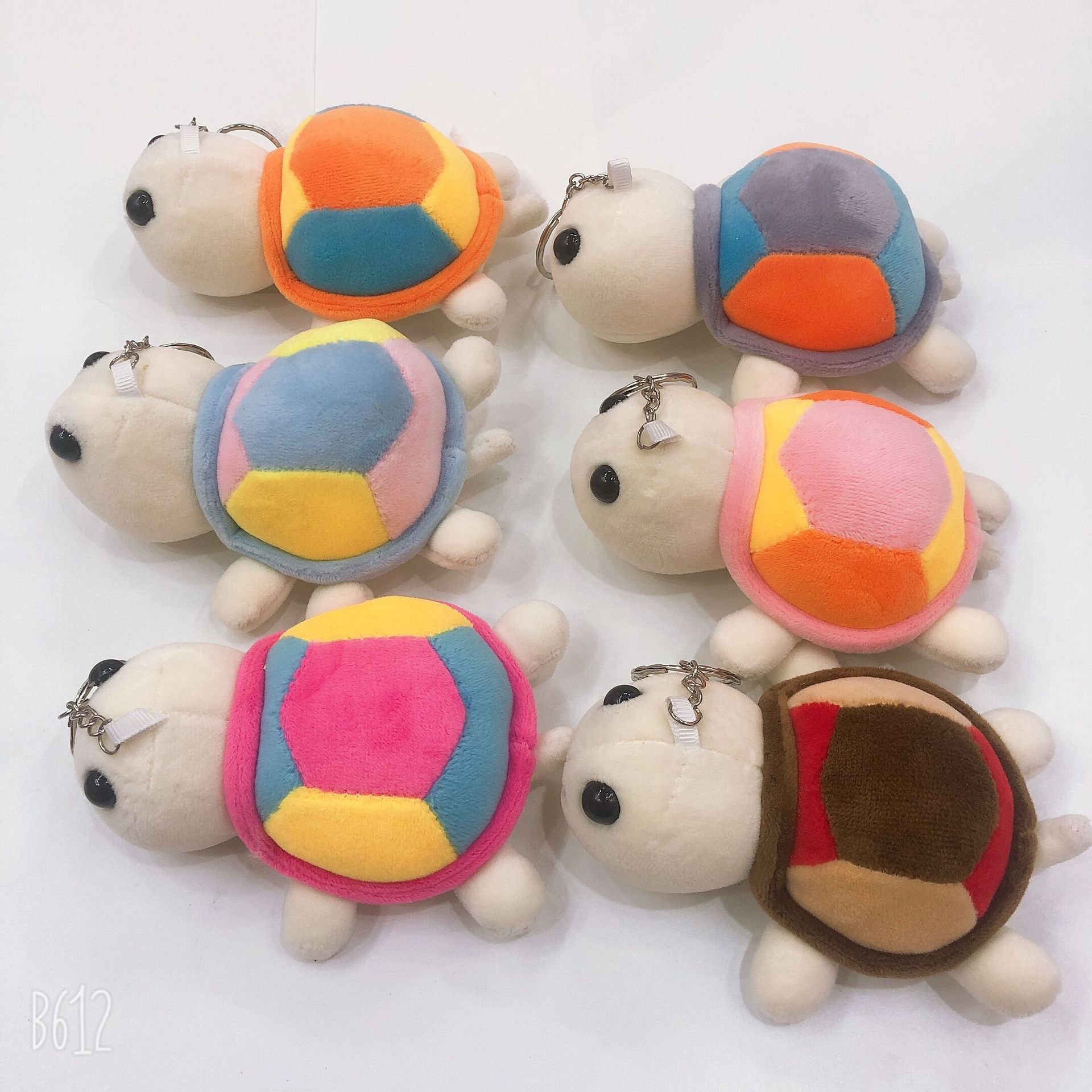 厂家批发12CM卡通可爱七彩乌龟趴趴海龟毛绒钥匙扣挂件创意礼品