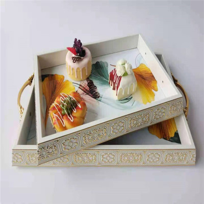 2021 New Ramadan Tray Fruit Plate Muslim Holiday Pattern Tea Tray Halal Eid Decorations