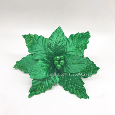  Artificial Flowers For Christmas Decor Sequins Poinsettia Fake Flowers Wedding Xmas Tree New Year Decor For Home