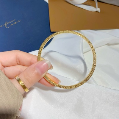 Brushed Open Heart-Shaped Lettering Ring Bracelet Female No Color Fading Imitation Gold Forefinger Ring Digital Bracelet Bracelet