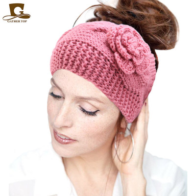 New Big Flower Wool Handmade Hair Band Toque Winter Headscarf European and American Popular Headwear TD-209