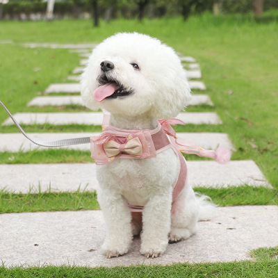 Pet Supplies Dog Hand Holding Rope Bow Chest Strap Dog Leash Breathable Anti Breaking Loose Dog Hand Holding Rope Suit