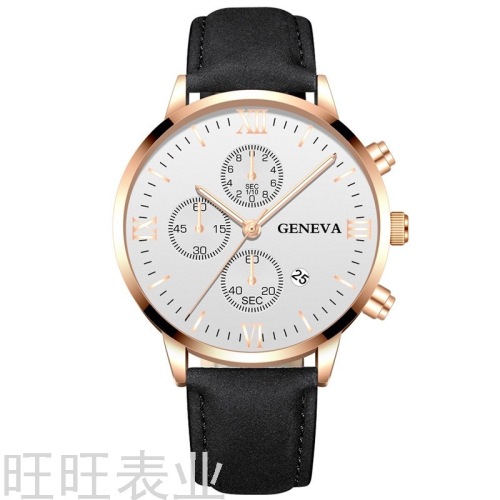 foreign trade hot new business watch men‘s casual geneva quartz watch male calendar belt watch wholesale