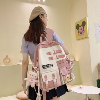 Korean Style Ins High School Schoolbag Female Harajuku Ulzzang College Style Junior High School Student Backpack Simple Backpack