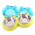 Pet Bowl Plastic Cartoon Frog Double Bowl Pet Stainless Steel Bowl Pet Feeder Cat Bowl Dog Basin Pet Supplies
