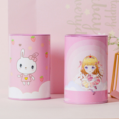 New Creative round Tinplate Box Printing Cylinder Headdress Rubber Band Candy Packaging Metal Iron Box Spot