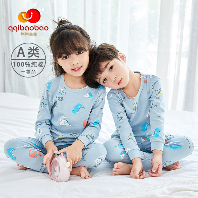 Children's Underwear Suit Pure Cotton Baby Long-Sleeved Pajamas Warm Long Johns Top & Bottom Young and Older Boys and Girls Homewear Children's Clothing