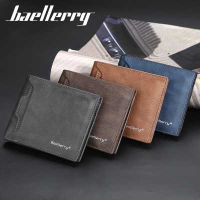 Men's Short Wallet Korean Style Multiple Card Slots Open Wallet Thin Card Type Simple Coin Purse