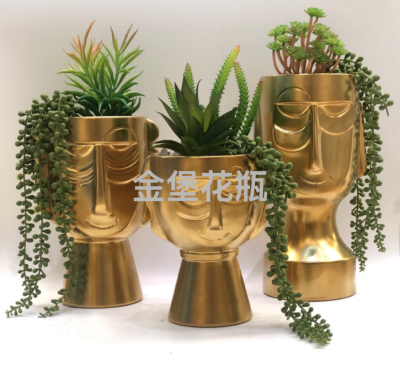 Jinbao Electroplating Medium Temperature Ceramic Flower Vase and Flower Pot Succulent Bonsai Decorative Flower Vase Ornaments Vase Ornaments