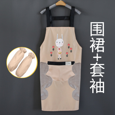 Erasable Hand Apron Household Kitchen Cute Cartoon Japanese Waterproof and Oilproof Apron Custom Pattern Apron Wholesale