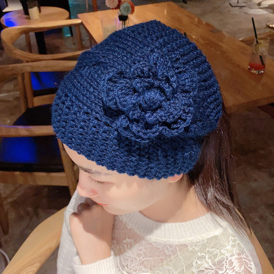 H-31 Autumn and Winter Warm Wool Knitted Headband Hat Wide Brim Fashion Headgear Women's Headscarf Ear Protection out Hair Band