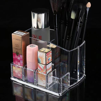 Transparent Makeup Brush Desktop Lip Lacquer Stand Makeup Eyeliner Eyebrow Pencil Lipstick Stand Dressing Table Finishing Storage Box Rack