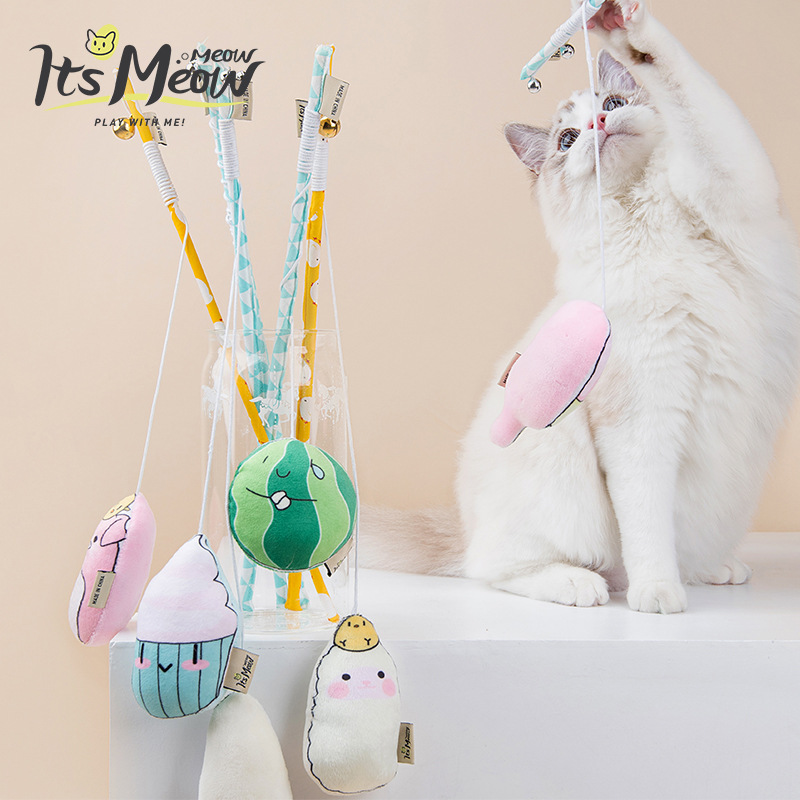 宠物用品厂家直销 马卡龙公仔逗猫棒 训练互动逗猫神器逗猫棒玩具