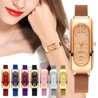 Tiktok Redmi Blue Belt Rectangular Simple Women's Watch Foreign Trade Female Student Watch Gift Watch Quartz Watch