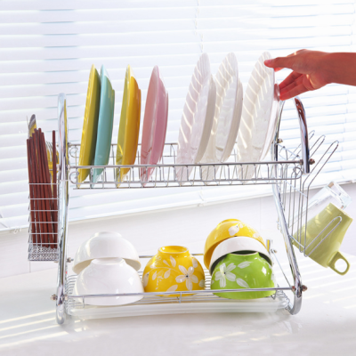 Stainless Steel Double-Layer Bowl Rack S-Type Draining Rack