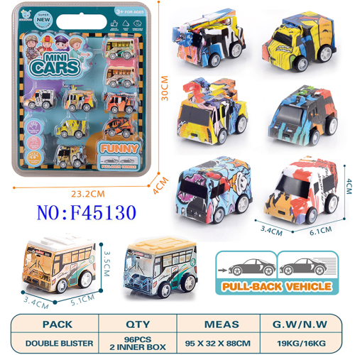 Pull Back Car Model Mini Bus Toy Kindergarten Mall Stall Wholesale Hot Selling Children‘s Toys F45130