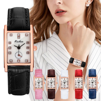 Korean Style New Belt Watch Diamond Watch Fashion Rectangular Three-Pin Student Quartz Watch Wholesale