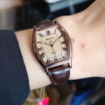 New Bolun Bolun Wine Barrel Coffee Color Dial Roman Surface Korean Style Fashionable Simple Quartz Women's Watch