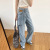 High Waist Jeans Summer 2021 New Women's Ripped Straight Loose Waist Summer Thin Hollow Wide Leg