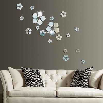 3D Acrylic Mirror Flower 18 Petals Crystal Mirror Wall Stickers Three-Dimensional Stickers Bedroom and Living Room Decoration Wall Decoration
