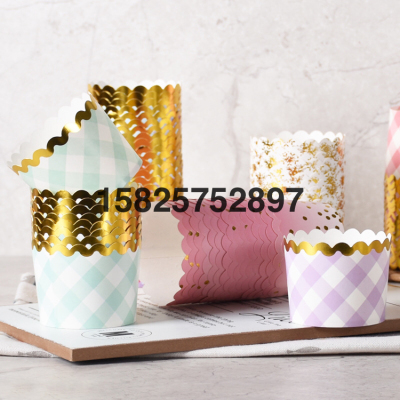 Gilding Press Cup Medium High Temperature Resistant Muffin Cup Gilding Pattern Hard New Cake Baking Mold Disposable
