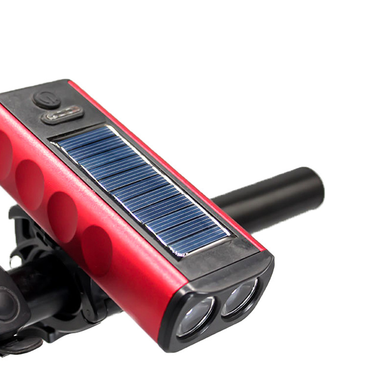 太阳能自行车灯充电喇叭灯移动电源高亮度骑行照明夜骑警示T6前灯