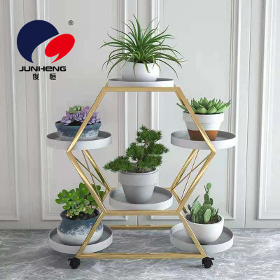 Nordic Wrought Iron Multi-Layer Flower Stand Removable Sliding with Wheels Floor Jardiniere Living Room Scindapsus Balcony Shelf
