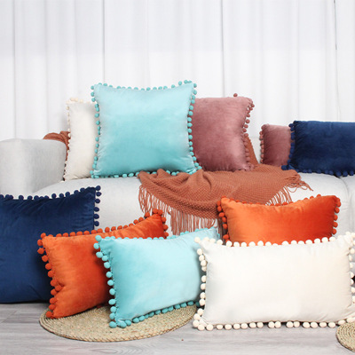 Hot Selling Product Plain Fur Ball Pillow Modern & Minimalism Sofa Cushion Bed Head Lumbar Pillow Cross-Border