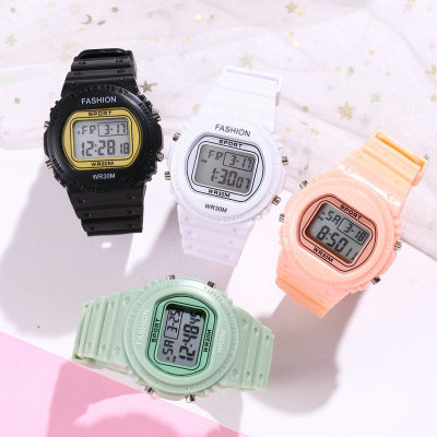 Children's Cartoon Electronic Watch Female Student Korean Style Minimalism Casual Matcha Green Electronic Watch Male Student Watch