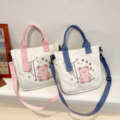 Children's Printed Cartoon Cloth Bag 2021 New Large Capacity Handbag Girls' Fashion Backpack Fashionable Shoulder Messenger Bag