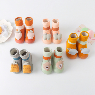 [Cotton Pursuing a Dream] Winter Baby Fashion Rubber Sole Ankle Sock Comfortable Warm Non-Slip Wear-Resistant Western Style Fruit Doll