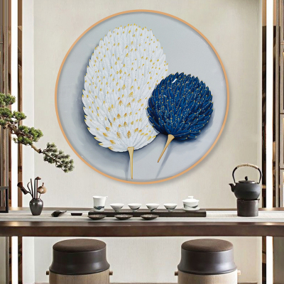 Factory Direct Sales New Chinese Style Light Luxury Flower Entrance Painting Home Living Room Corridor round Crystal Porcelain Decorative Painting
